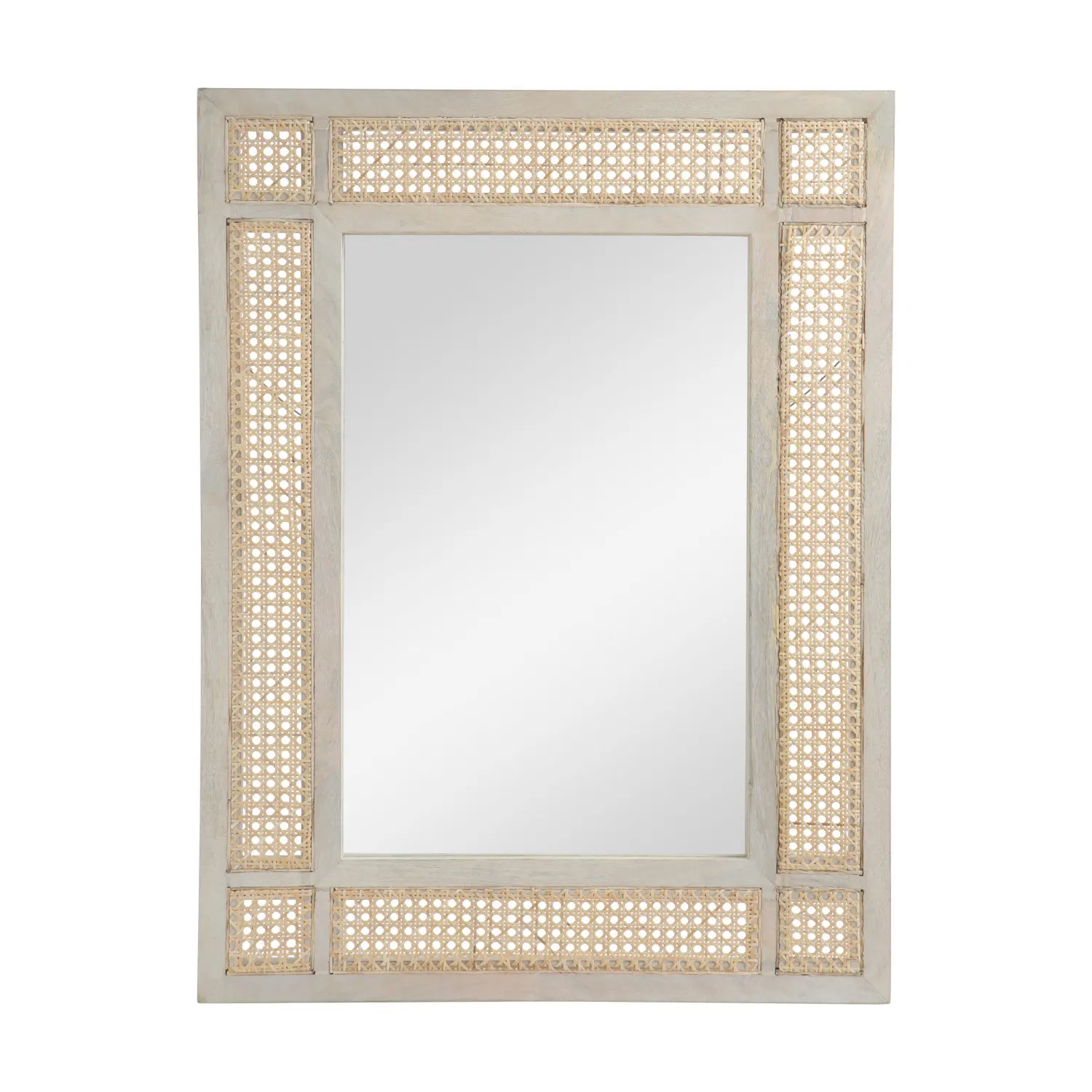 MANGO WOOD / MDF / CANE FITTED MIRROR