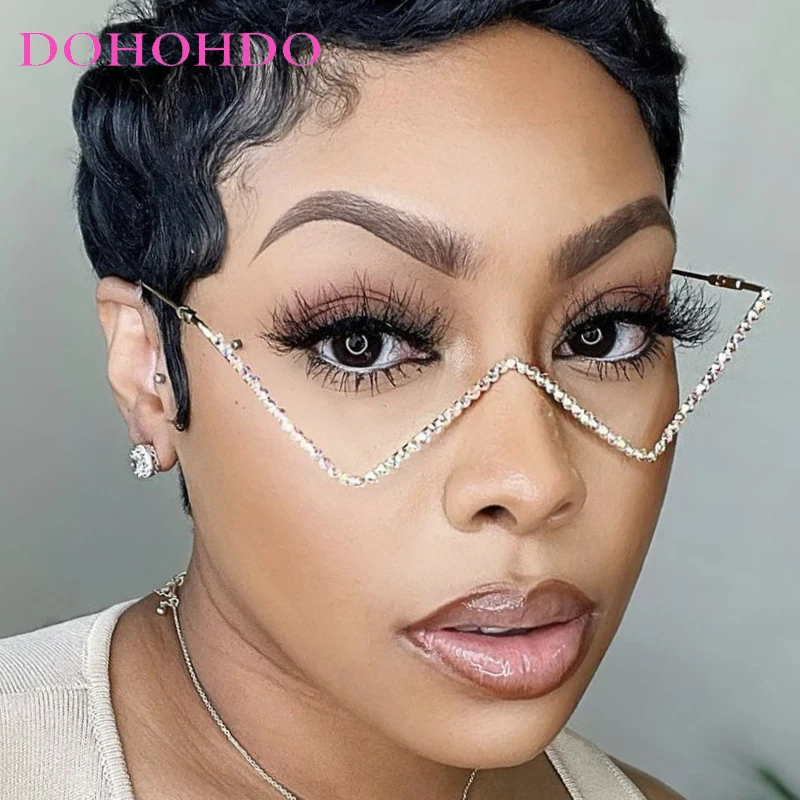 

Punk Fashion Luxury Brand Designer No-lens Metal Glasses Frame Women Men Rhinestone Glasses Ins Decorative Glasses Frame Очки