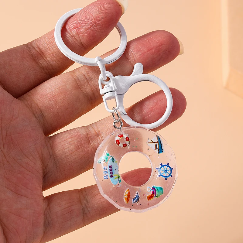 Aihua New Cute Keychain Funny 3D Swimming Rings Keychain For Women Kids Handbag Pendant DIY Summer Beach Vacation Jewelry Gifts
