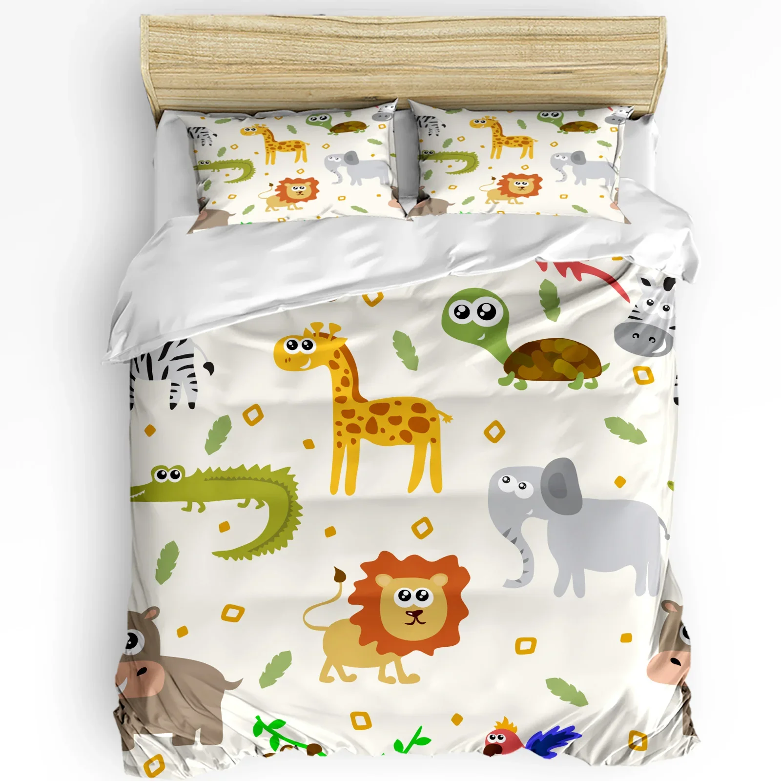 Cartoon Elephant Lion Giraffe Turtle Crocodile Duvet Cover Bed Bedding Set Home Quilt Cover Pillowcases Bedding Set No Sheet