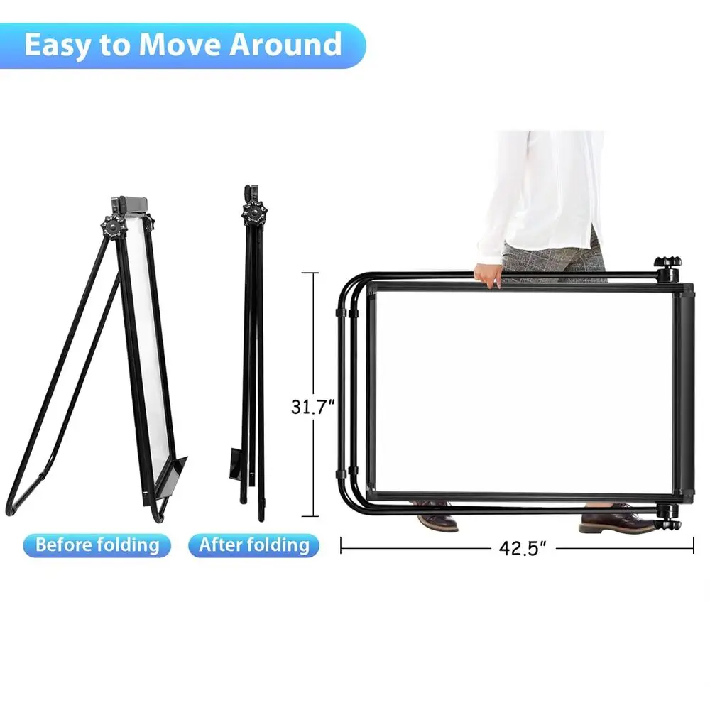 لوح مسح جاف مغناطيسي مزدوج الجوانب، حامل رسم بياني محمول مقاس 40 × 28، مثالي للاستخدام في المكتب في المنزل والفصول الدراسية #6