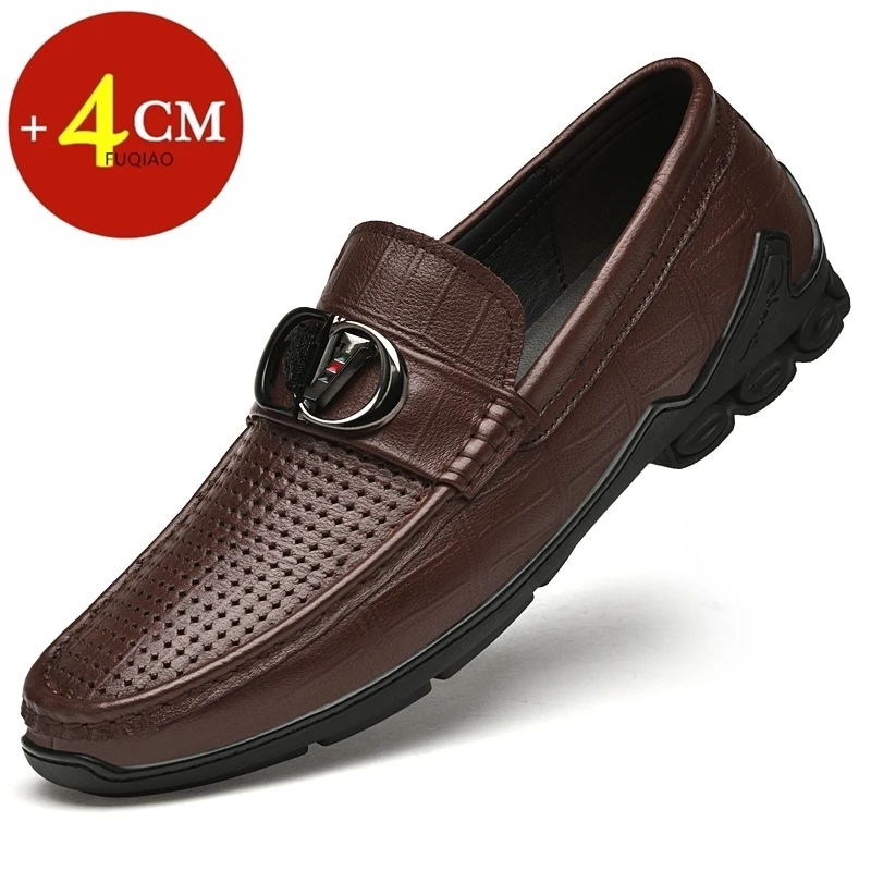 

Новые летние мужские повседневные деловые туфли из кожи с невидимым увеличением роста, кроссовки-элеваторы на 4 см