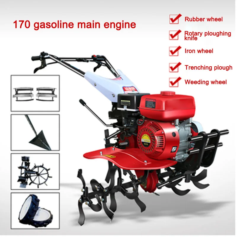 Small Micro Tillage Machine Multi-functional Rotary Tiller Diesel Fuel Scarifier Ditching Tools Farm Weeding Ploughing Equipment