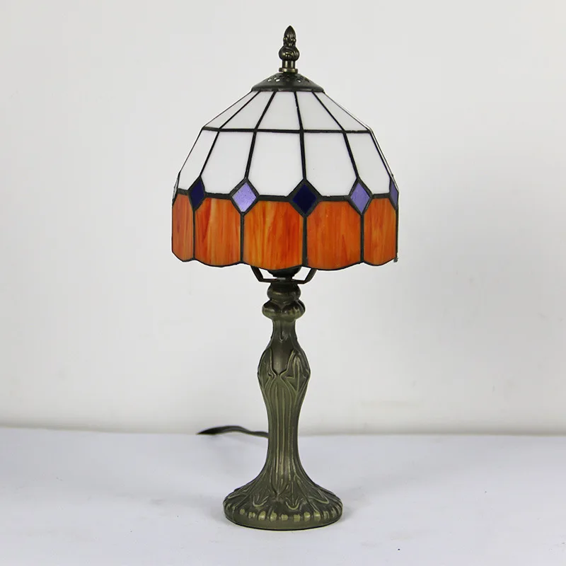 Imagem -06 - Vintage Stained Glass Shade Lamp Lâmpada de Mesa Tiffany Pol 20cm