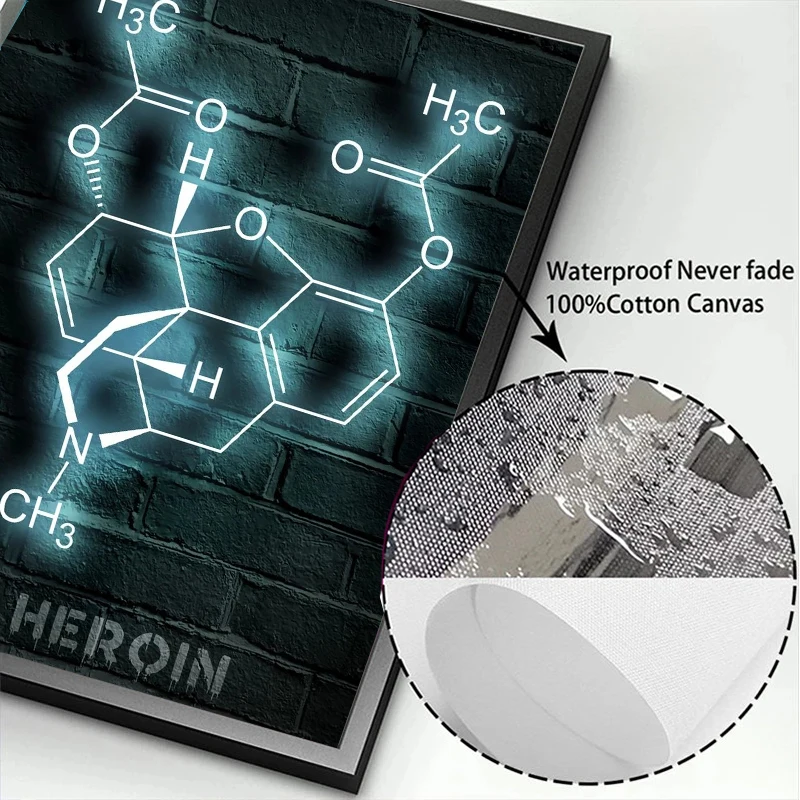 لوحة جزيئات نيون للكيمياء الحديثة Psilocybin zanax Thc ملصقات قماشية صورة فنية جدارية ديكور غرفة المعيشة المنزلية لا LED #5