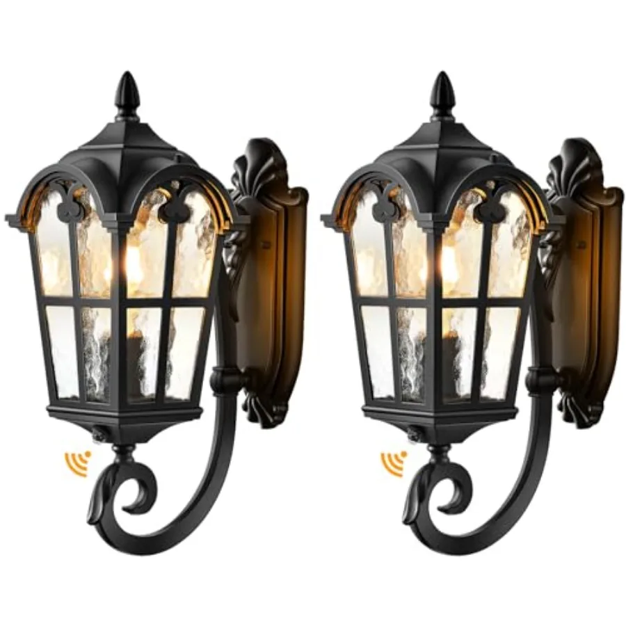 

Уличные светильники от заката до рассвета, 2 шт., винтажные уличные фонари с рифленым стеклом для крыльца, сада, входной группы, водонепроницаемые
