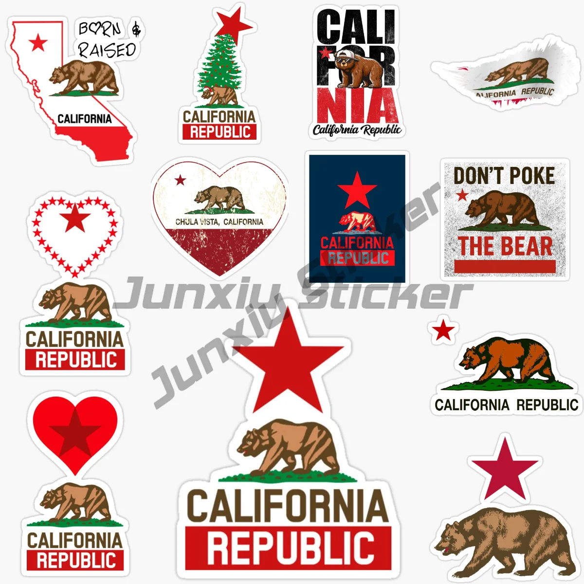 CALIFORNIA REPUBLIC Bärenflagge Republik Autoaufkleber Wasserdichter Persönlichkeitsaufkleber Geeignet für GTR EVO Dekor-Aufkleber