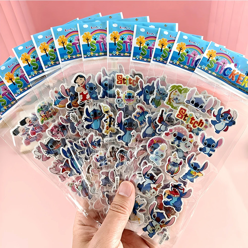 12 szt. Naklejki bąbelkowe Disney Cartoon Stitch Kawaii Anime 3D Puffy Hurtowe naklejki na laptopa telefon pamiętnik dla dzieci dziewczynka DIY zabawka naklejka prezent