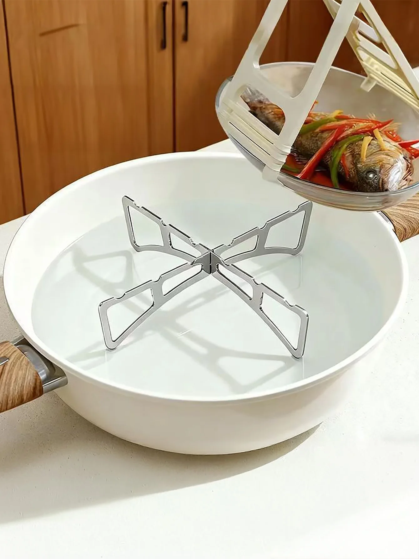 Cross Steamer Rack Veggie Steamer Basket Foldable Cooking Rack for Heat Insulation Support