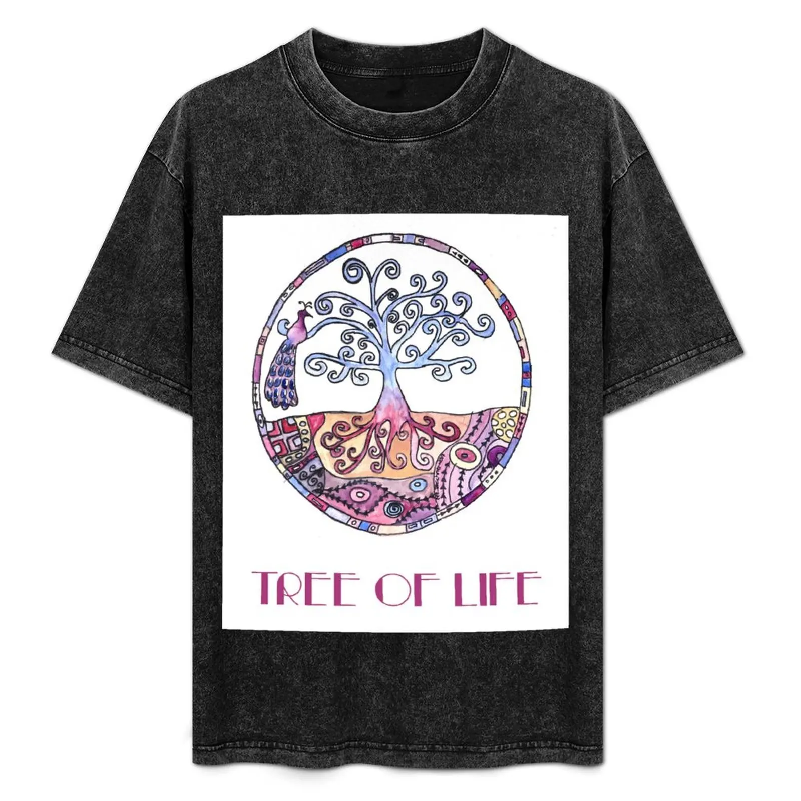 Baum des Lebens -Camiseta retro con estampado de mandala, camiseta informal para el trabajo