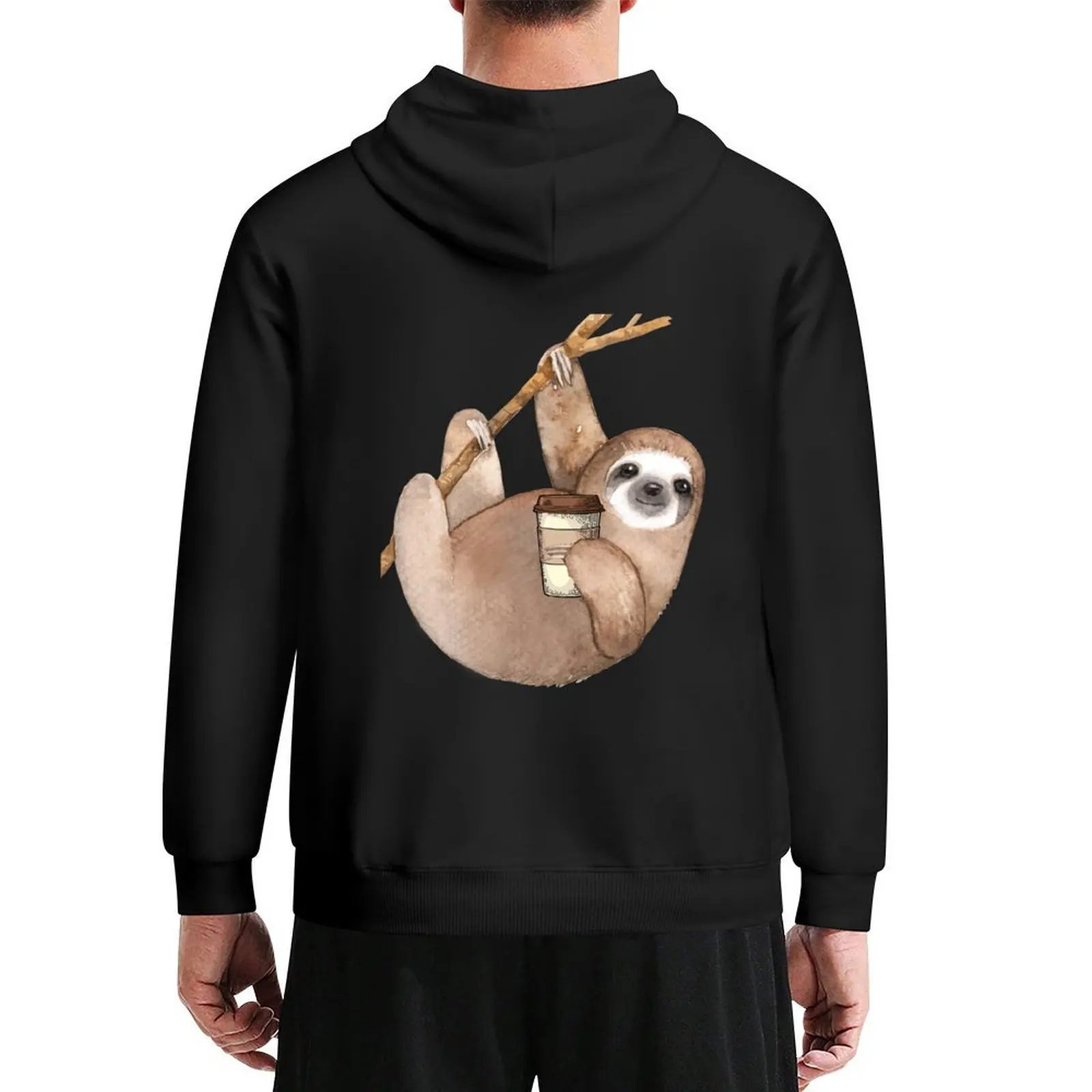 

Three Toed Sloth Just Hangin' Out Enjoying a Coffee Hoodie autumn new products aesthetic clothing new in hoodies & sweatshirts