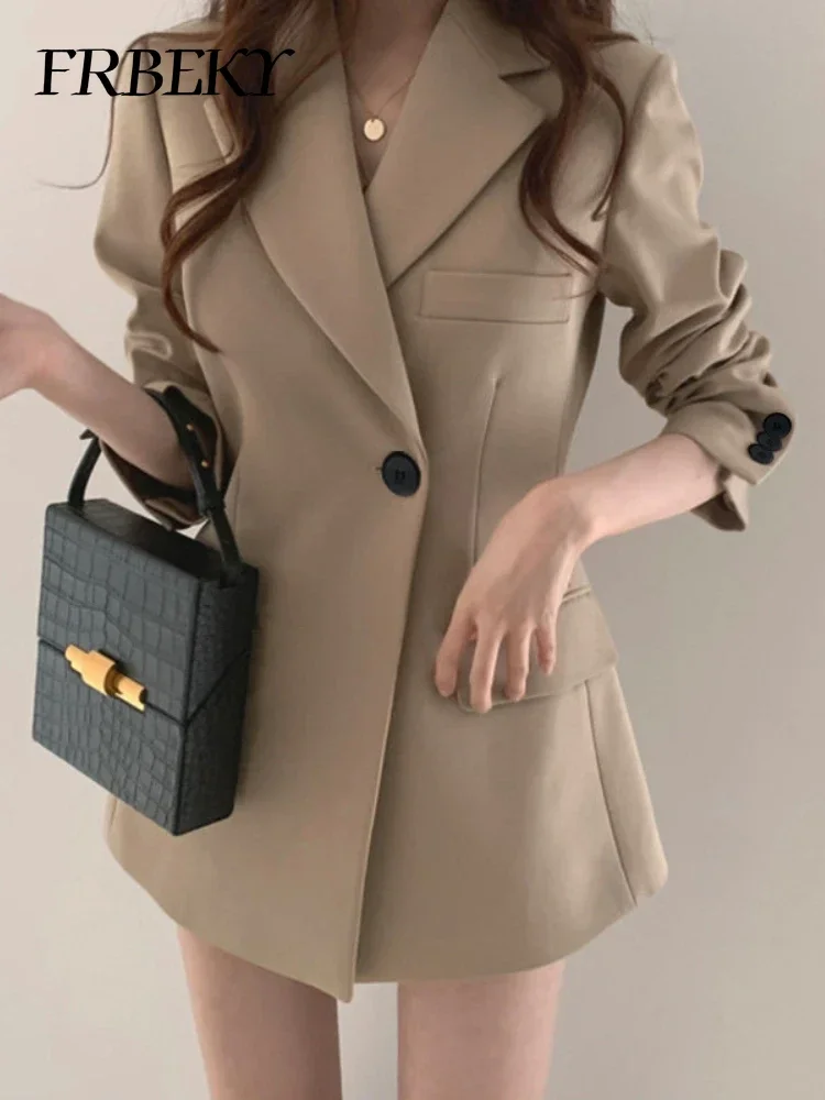 Outerwears Women's Blazer Autumn New Women's Blazer Retro Solid Color Fashion Loose Tops Korean Reviews Clothes Jacket Women