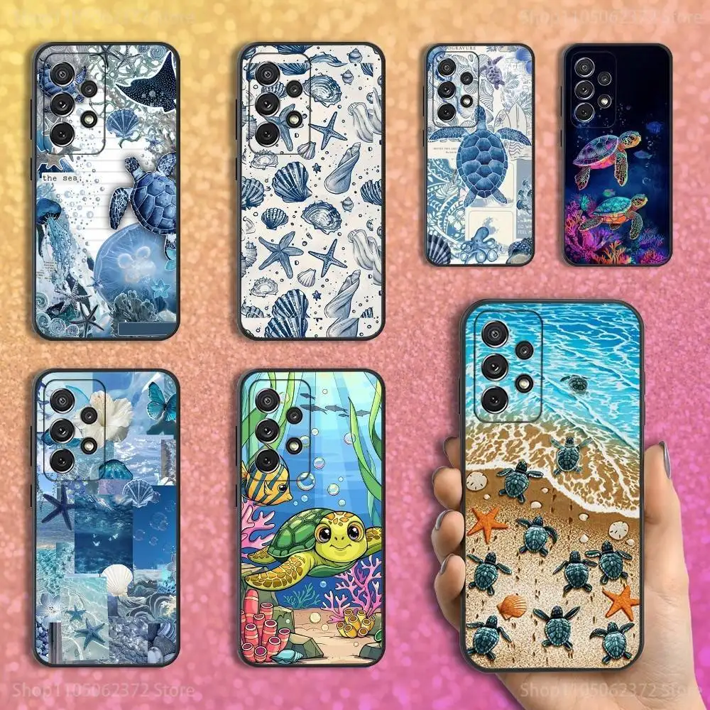 

Sea Turtle Cartoon Art Phone Case For Samsung S25,S24,S23,S22,S21,S20,S10,Ultra,Plus,Lite,FE,Soft Silicone Black Cover
