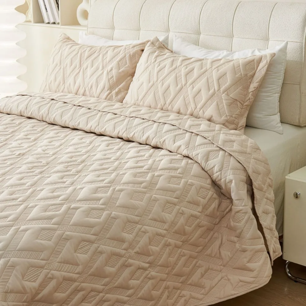 Pure Color Quilted Bedding Set Solid High End Bed Sheet Comforter Luxury Home Textile