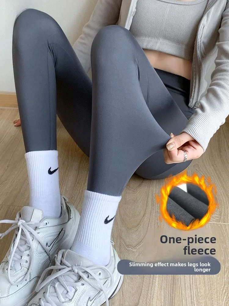 

Женские спортивные леггинсы с высокой талией на флисовой подкладке, утепленные, для йоги, зимние, утолщенные, длиной 7/8