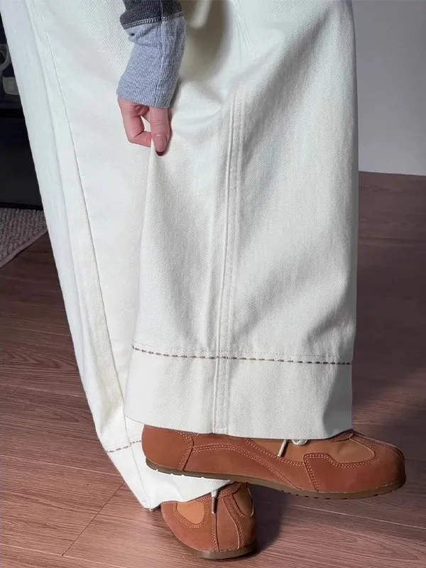 

Женские джинсы с широкими штанинами, высокой талией, прямым кроем, свободные, струящиеся, длинные брюки, весна-осень, новые, повседневные, удобные, из денима