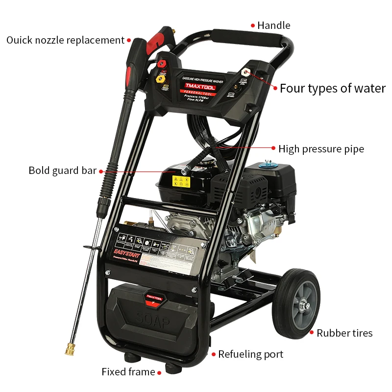 210cc Commercial Industrial 200Bar Portable Petrol High Pressure Water Jet Car Washer