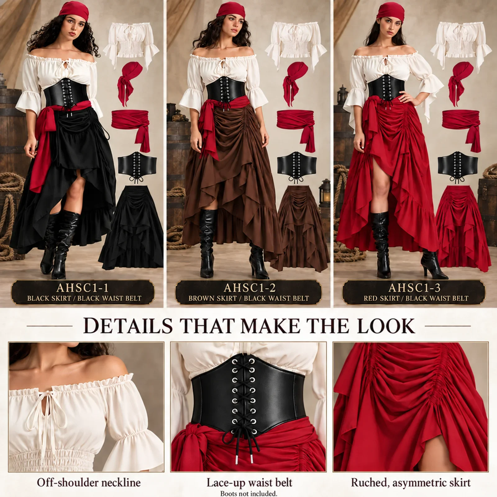 Ensemble de costume de pirate - Blouse Off Shoulder avis et prix