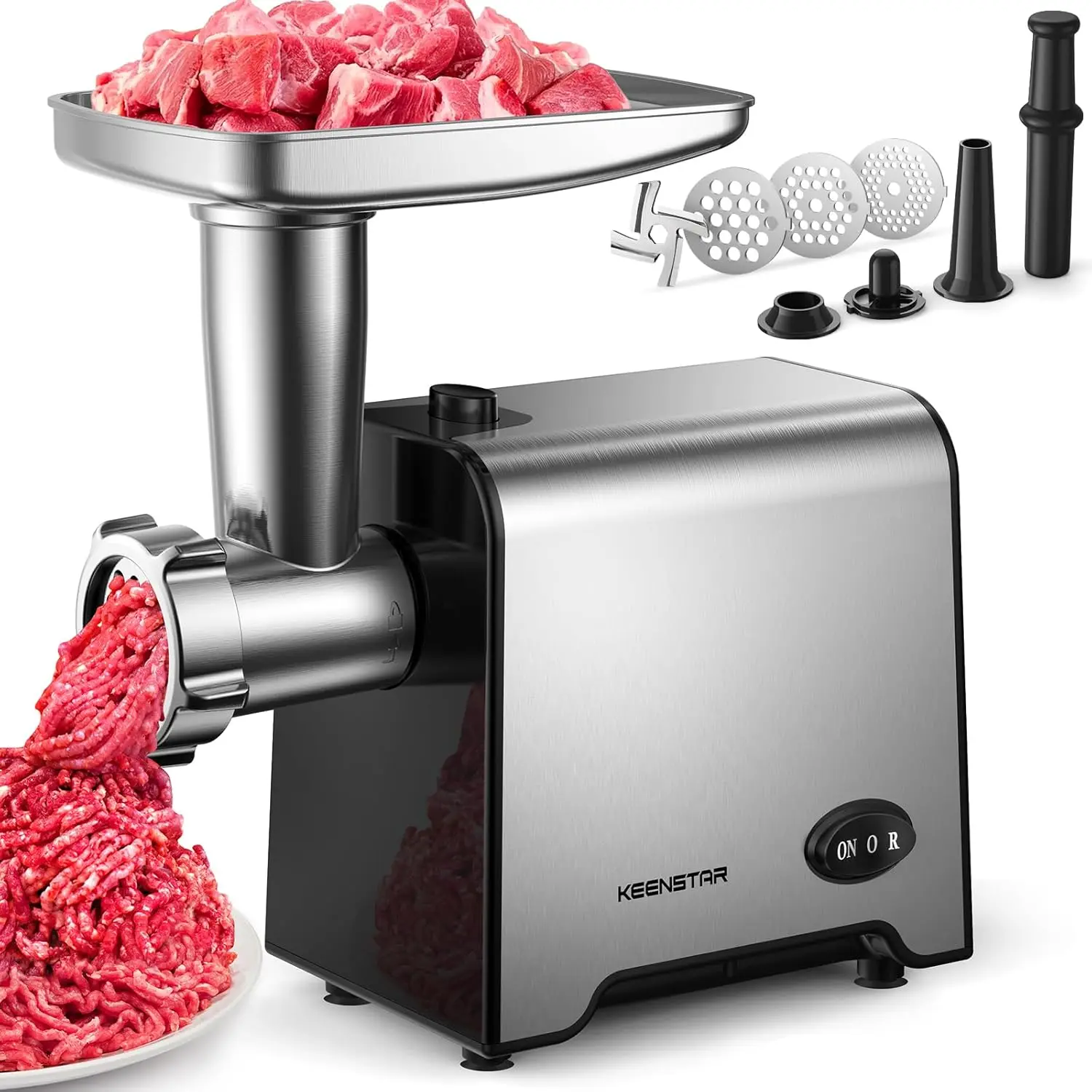 

3000W Heavy Duty Electric Meat Grinder with Sausage Stuffer & Kubbe Kit, Stainless Steel Mincer for Home Kitchen