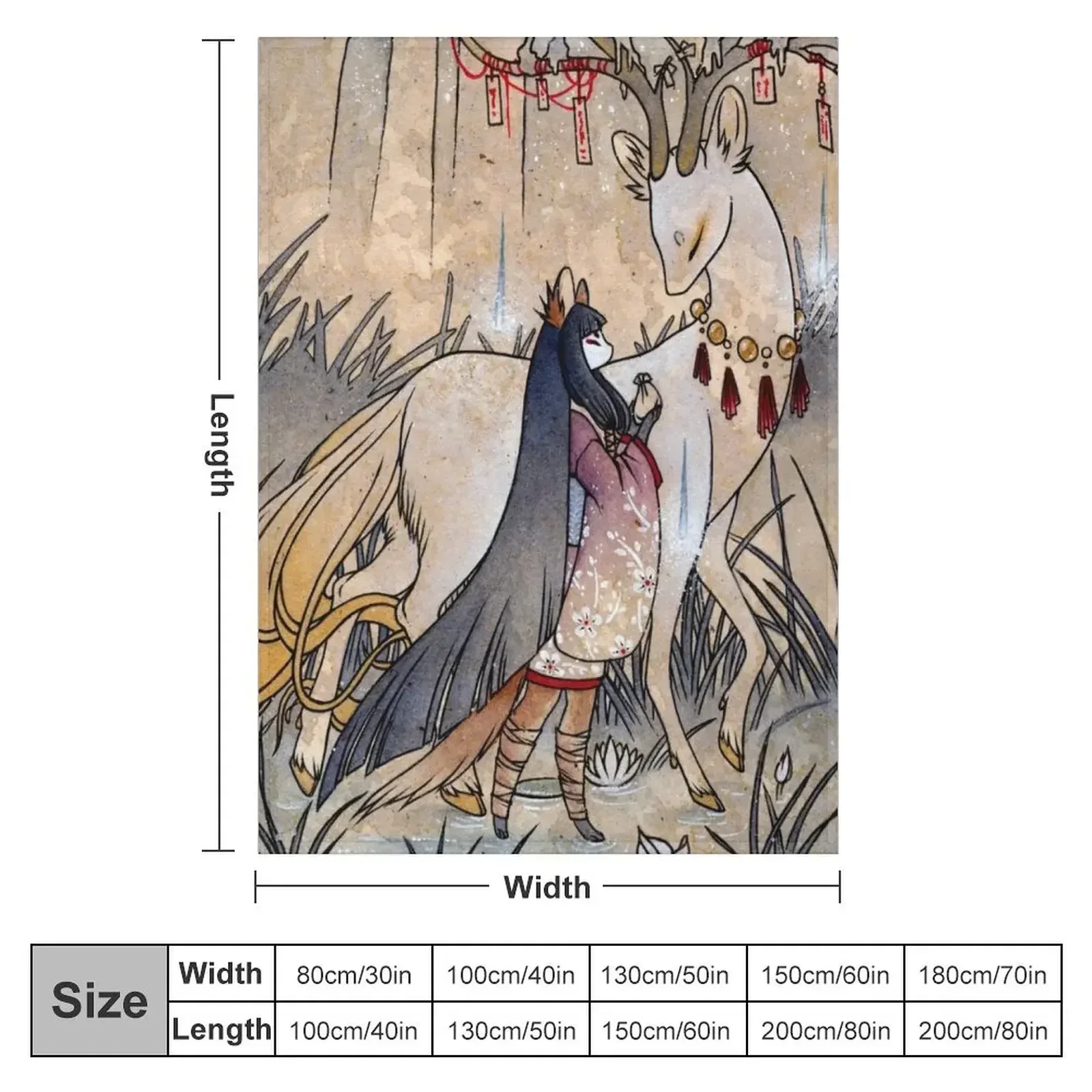 The Meeting of the Fox and Wish Spirit Throw Blanket Decorative Beds Beautifuls Blankets