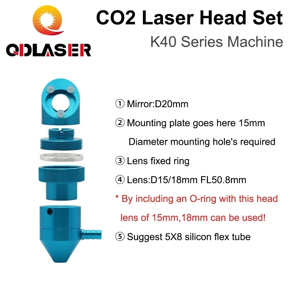 QDLASER K40 Series CO2 Laser Head Lens Dia 12/16/18mm Focal Length 50.8mm Mirror 20mm for Laser Engraving Cutiing Machine #6