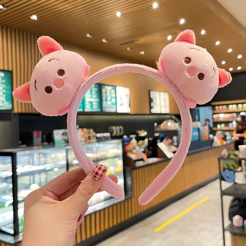 Disney Q-Version Ears Headband Girl Winnie The Pooh Double Headed Women Hairbands Mickey Minnie Headwear Kids Birthday Xmas Gift