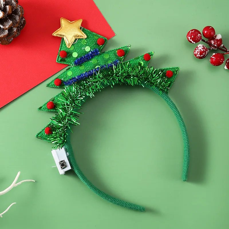 Weihnachts stirnband mit LED-Lichtern Schneeflocke Weihnachts baum Haarband Weihnachts schmuck für Heim mädchen Frauen Neujahrs geschenke