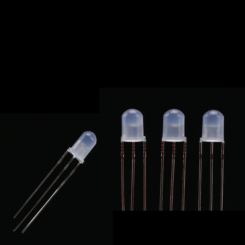 10pcs/lot F5 5mm LED Bi-Color Diffused Common Cathode Round Light Emitting Diode Dual Red Blue Foggy Plug-in Practice DIY Kit