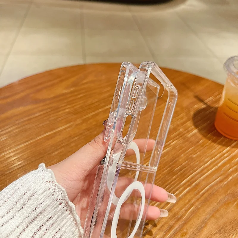 Trasparente per Magsafe Magnete Custodia per telefono con ricarica wireless per Samsung originale Z Fold 7 6 5 4 3 Flip 7 6 5 4 Cover posteriore in acrilico