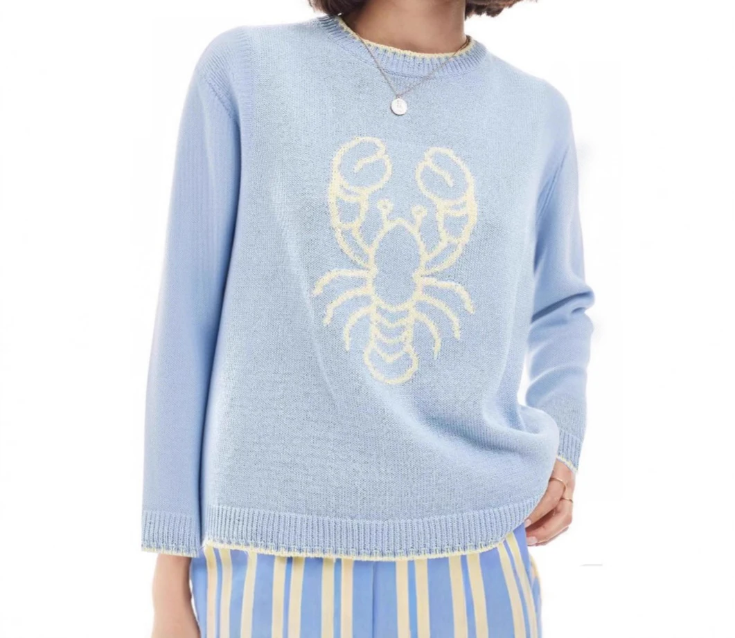 

New Women's Clothing Color Blocking Long Sleeved Round Neck Pullover Sweater for Autumn and Winter of 2025