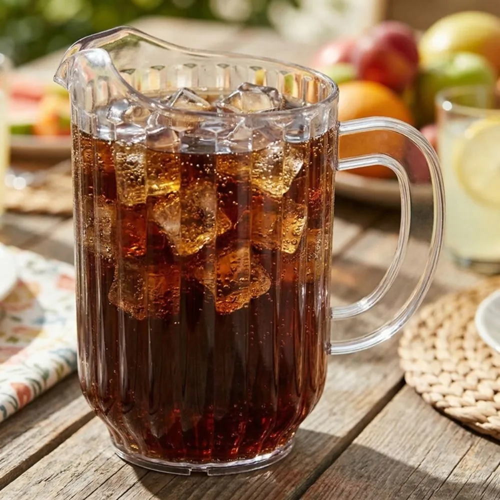 Household PC Striped Drink Pitcher Transparent Drop Resistant Juice Jug Heat Resistant Large Capacity Cold Water Kettle Party