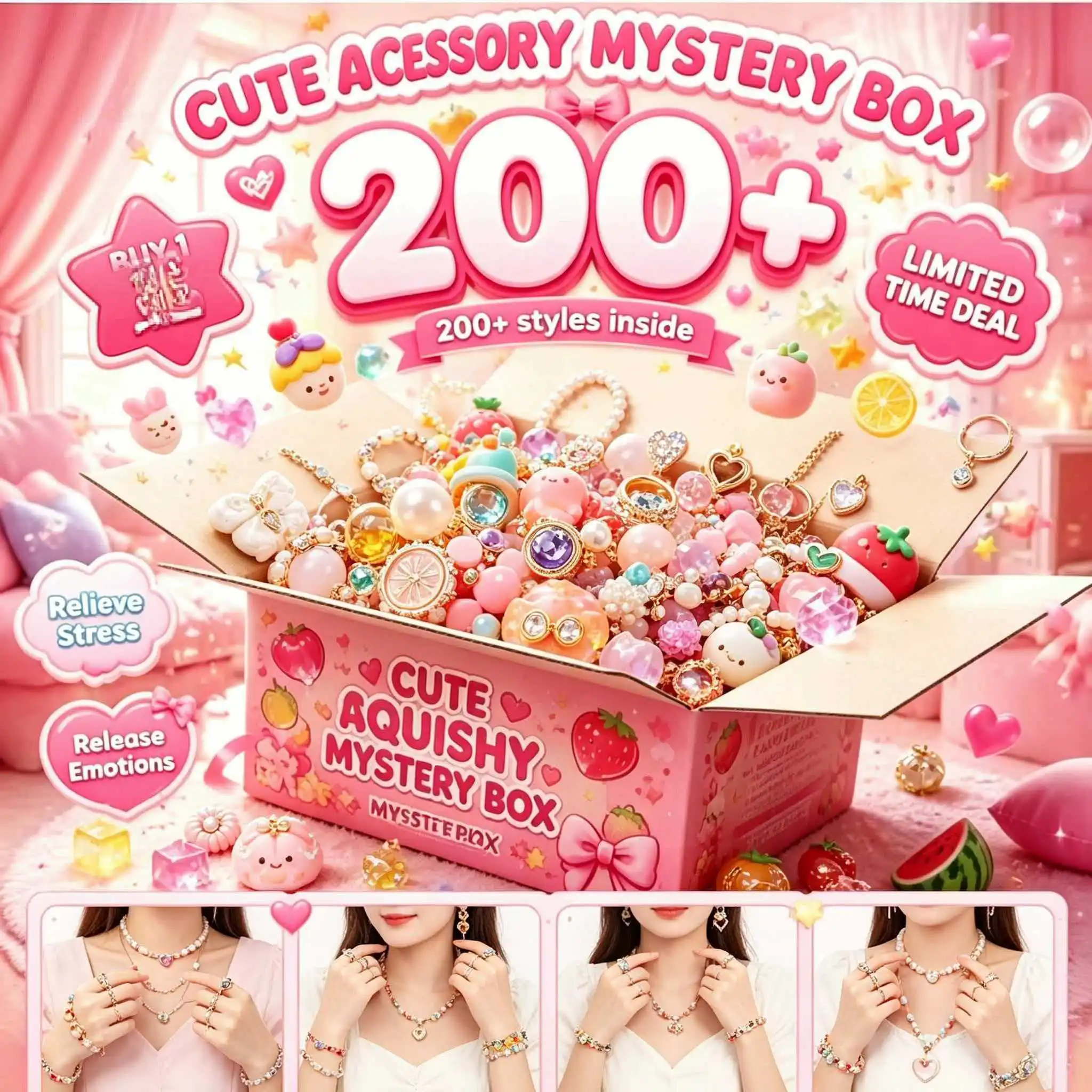 Assorted Style Jewelry Blind Mystery Box, Dozens of Different Jewelry Types, Perfect Surprise Gift for Her, Daily Outfit Accessories Bundle