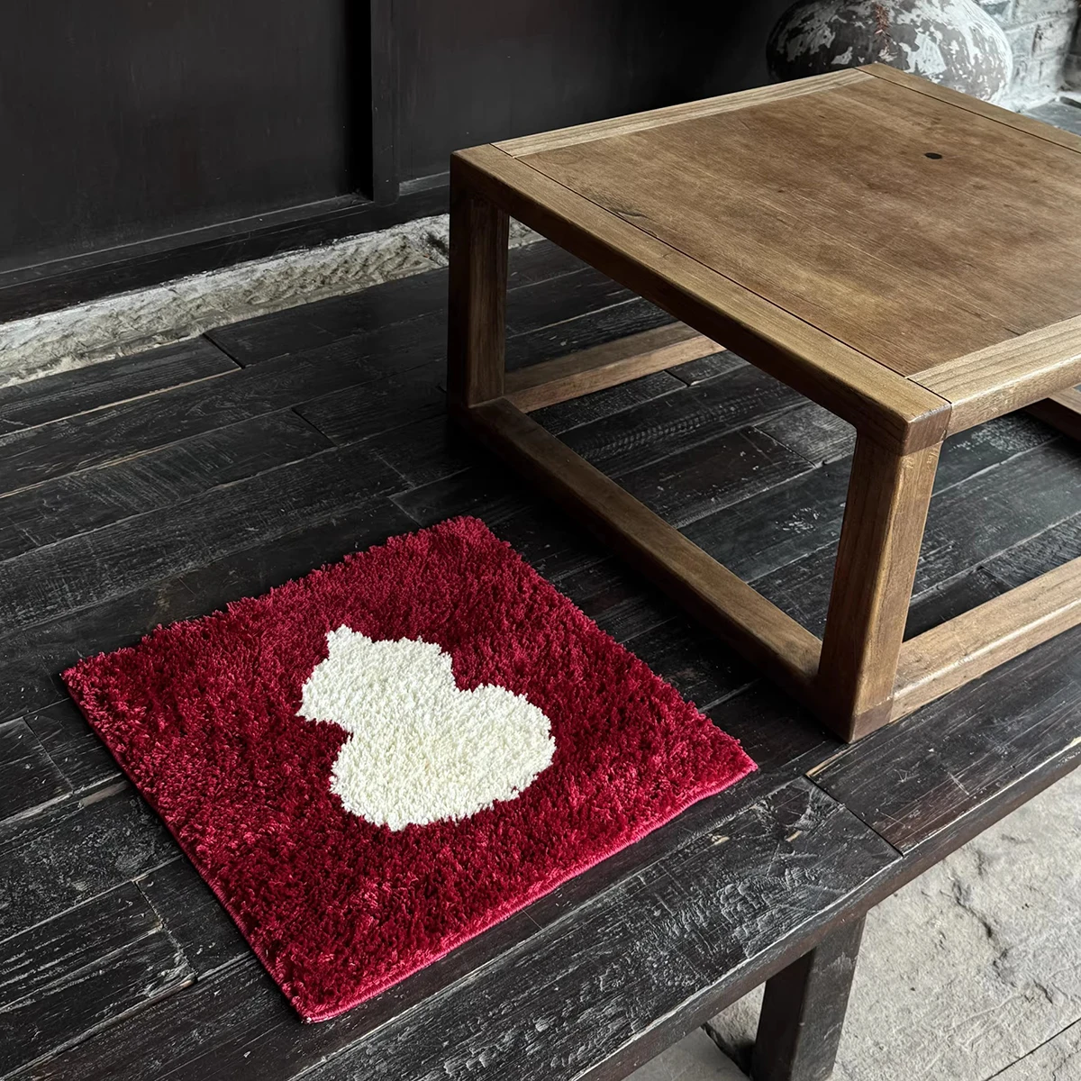 CNY Holiday Tufting Seat Mat Soft Tufted Magic Gourd Chair Sofa Square Pad Home Office Warm Cozy Decor for Autumn Winter 40x40cm