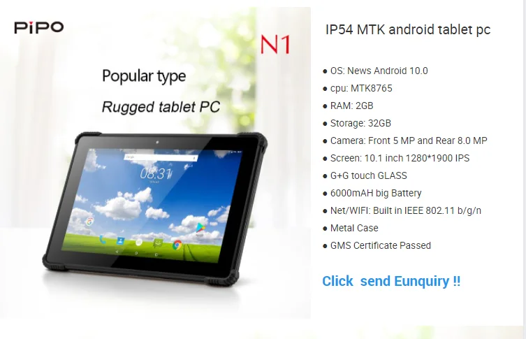 10,1 polegadas N1 semi robusta impermeável IP54 resistente à água Windows Tablet