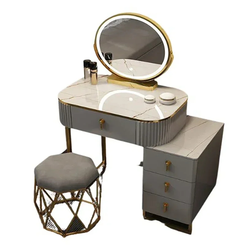 

ABC Cabinet Women Dressing Table Mirror Led Lights Nordic Modern Makeup Table Multifunctional Classic Coiffeuse Furniture