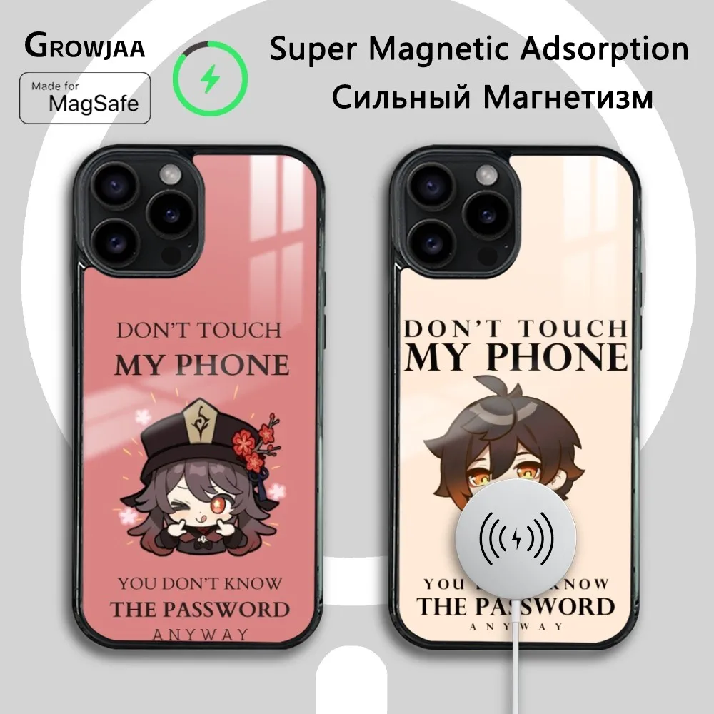 Cute Genshin Impact Dont Touch Phone Case For IPhone 16 15 14 13 12 11 Pro Max Plus Mini Magsafe Mirror Wireless Magnetic Cover