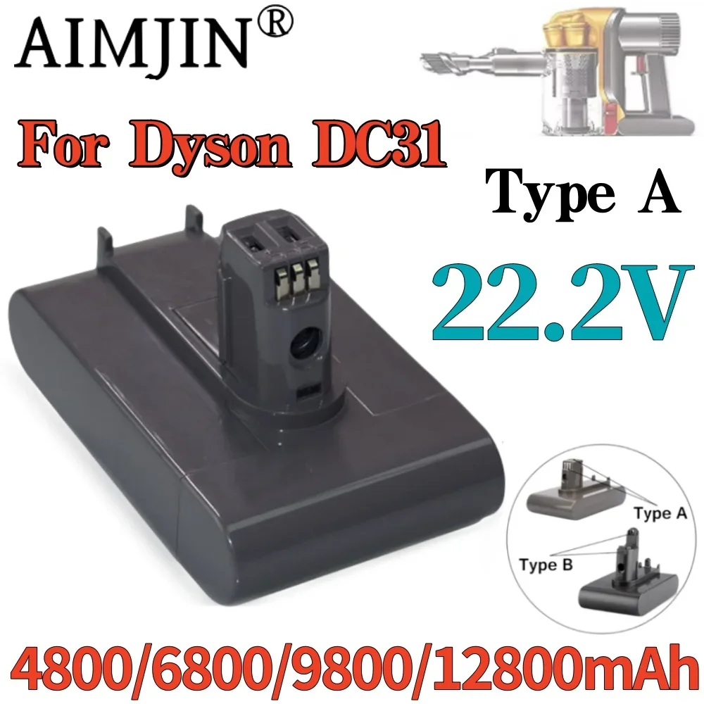 

NEW (Type A) 22.2V 4.8/6.8/9.8/12.8Ah Li-ion Vacuum Battery for Dyson DC35, DC45 DC31, DC34, DC44, DC31 Animal, DC35 Animal,9170