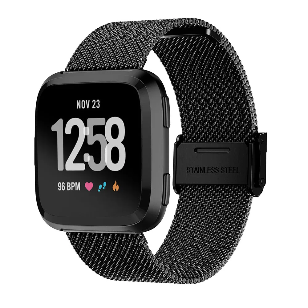 Milanese Loop Band For Fitbit Versa /Versa Lite/Versa 2 Replacement Metal Strap with Buckle Bracelet SmartWatch Accessories