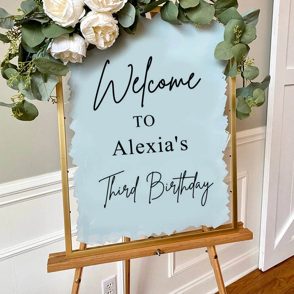 

Welcome Sign Birthday Party Vinyl Stickers Custom Name Decals Baby Shower Ceremony Decoration Arts Mural