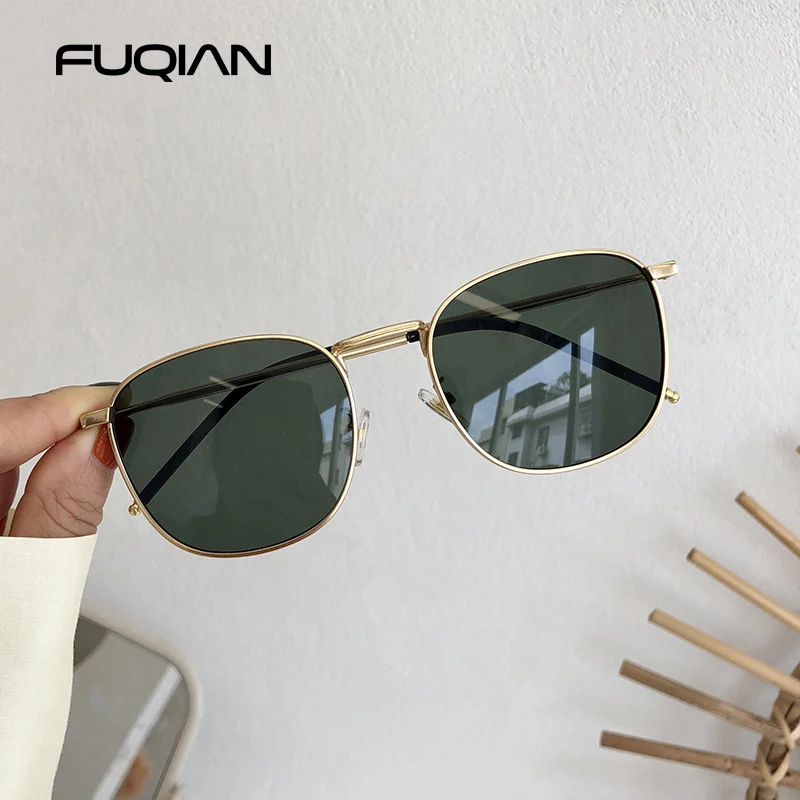 Fashion Metal Square Sunglasses Women Men Stylish Round Sun Glasses Ladies Retro Black Driving Shades UV400