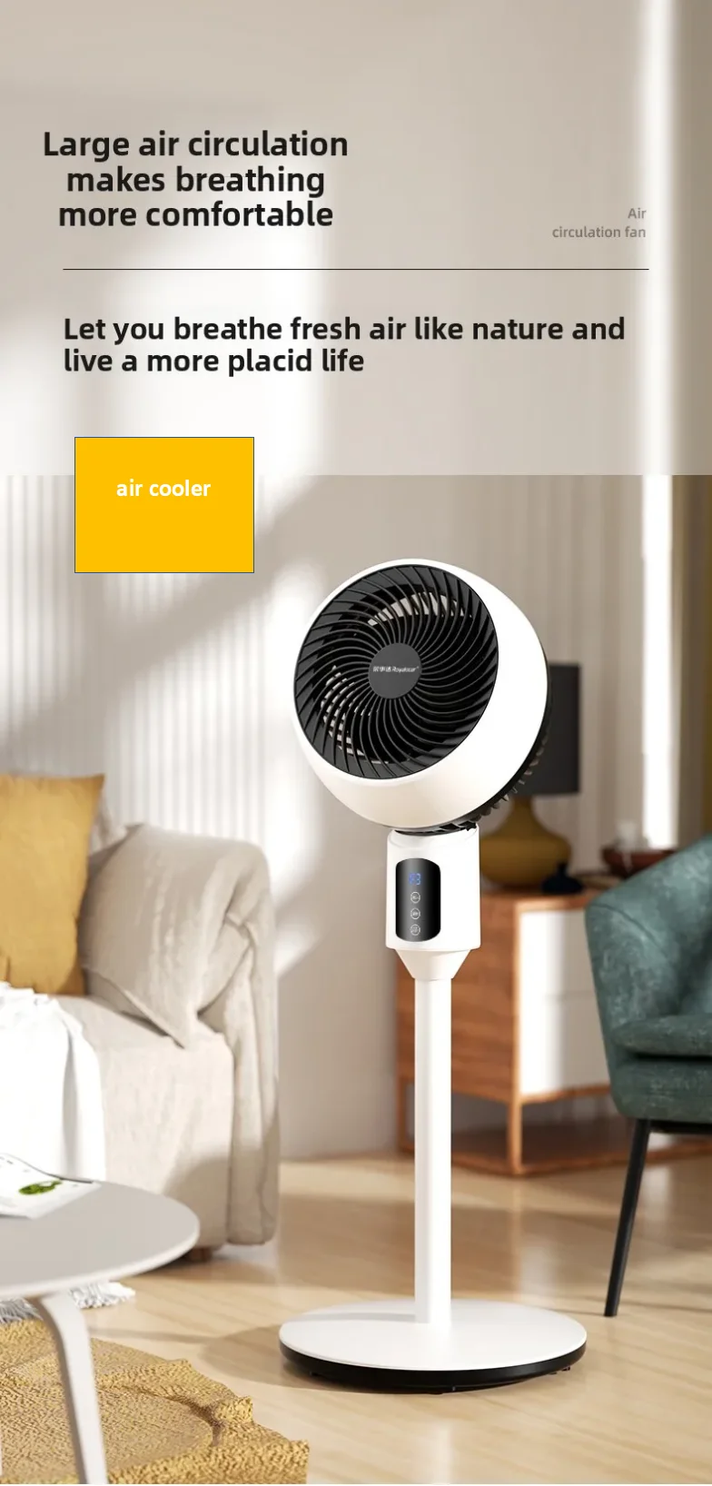 220V Royalstar Air Circulator Fan Quiet Remote Control Standing Desk Fan for Home Dormitory New Model