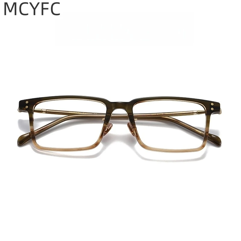 

MCYFC Classics Eye Glasses Frames for Men Acetate+titanium Square Business Eyeglasses Frame Optical Prescription Eyewear Women