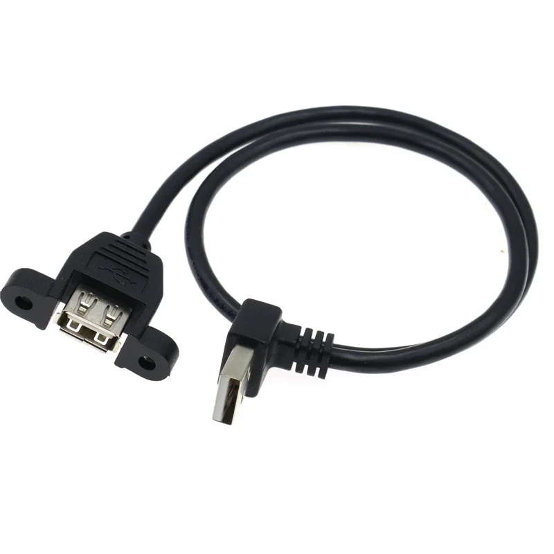 90 Degree UP, Down, Left and Right USB 2.0 A Male to Female Extension Cable With Panel Mounting Screw Hole for Computer Adapter