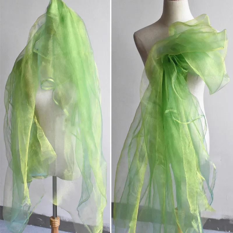 Tela de Cristal Perlado de Lujo de 1 Yarda, Tela de Organza Iridiscente Láser Tridimensional Creativa para Falda, Vestido de Novia, Telas