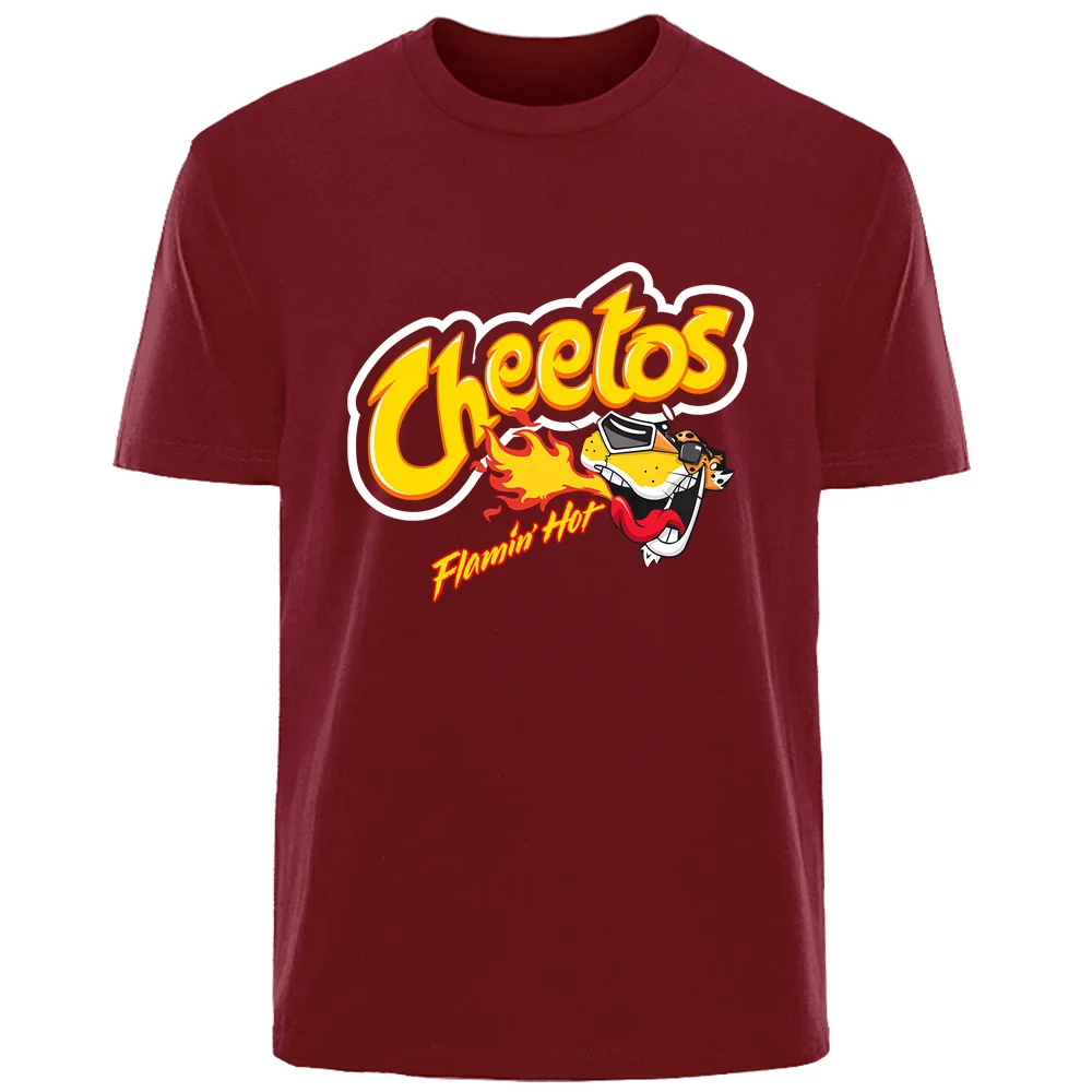 Camiseta informal de moda para hombre, 100% algodón, cómoda, transpirable, con estampado de Cheetos, ropa de calle para exteriores