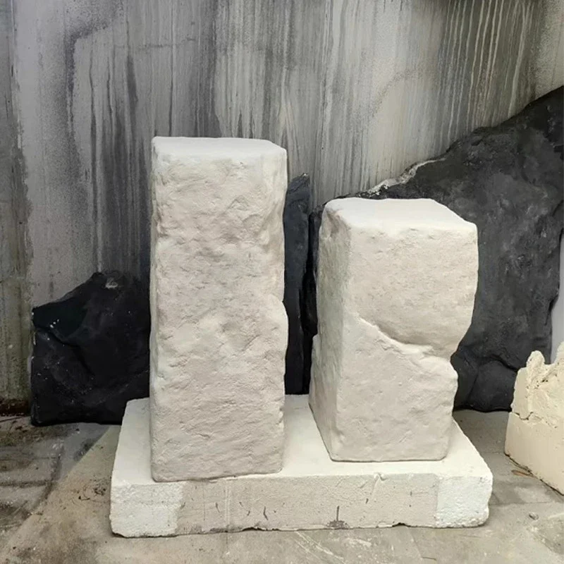 Beige modeling stone pillar fake stone combination soft decoration display booth floor ornament props