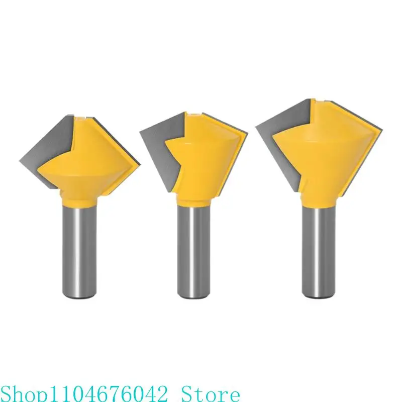 

3x/set 1/2" Shank Bird's Mouth Woodworking Router Bit Set 6/8/12 Side Multi-sided Glue Joint Chamfer Forming Cutter Tool