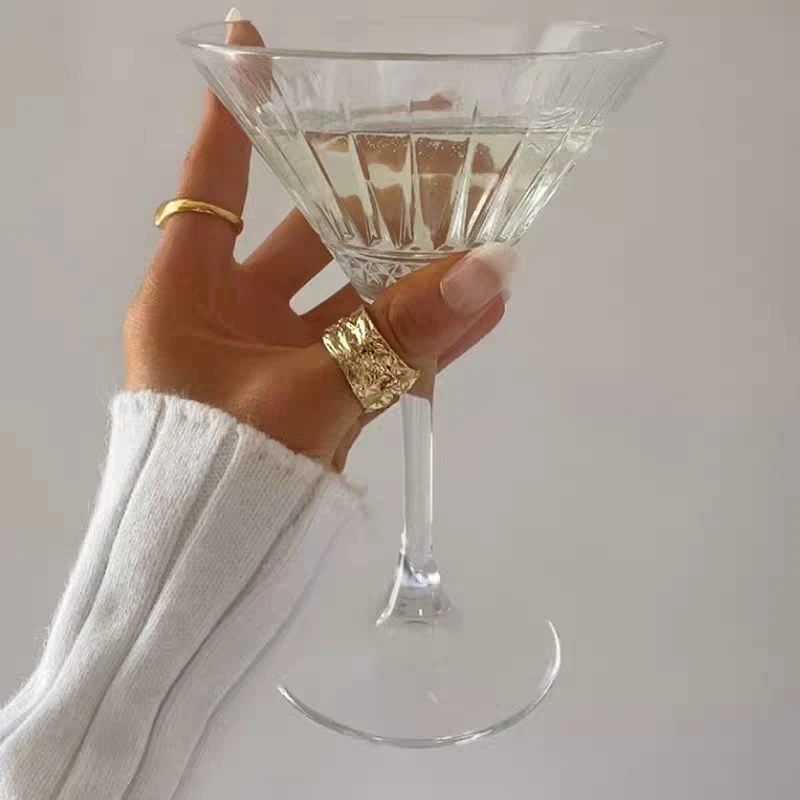 

Brass With 18K Gold Vintage Irregular Lava Solid Ring Women Jewelry Party T Show Gown Runway rare Korean Japan Trendy INS