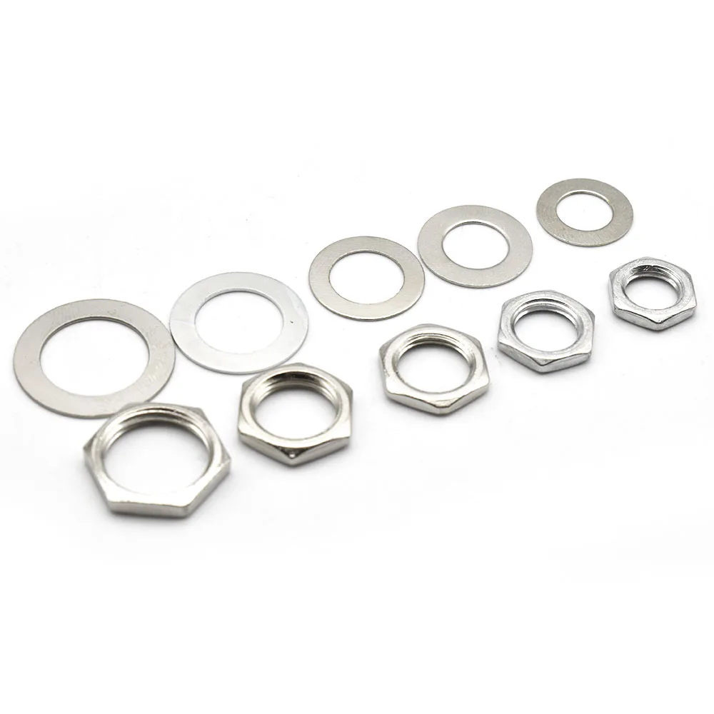 10 jeux d'écrous et rondelles M7/M8/M9/M10/M12 pour potentiomètre de guitare, jeu d'écrou/rondelle pour pièces de guitare Pot de tonalité et de Volume