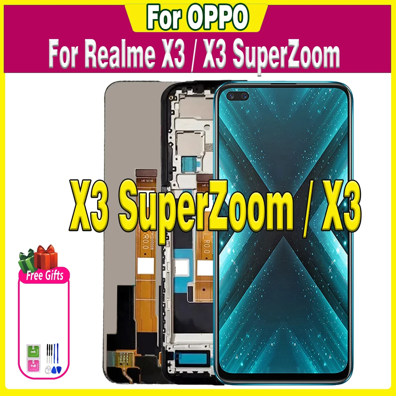 

6.6" LCD For Realme X3 SuperZoom RMX2086 LCD Touch Screen RMX2142 RMX2081 RMX2085 RMX2083 LCD Display Digitizer Assembly